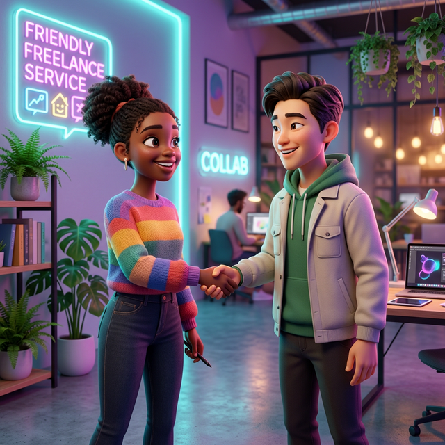 3D Cartoon Handshake